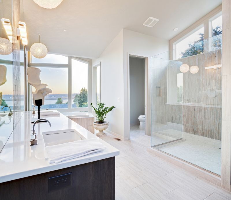 Contemporary Bathroom with Large Window